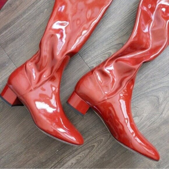 Valentino Garavani 40mm Faux Patent Leather Over The Knee Boot 36 6 Cherry Red - Picture 7 of 15